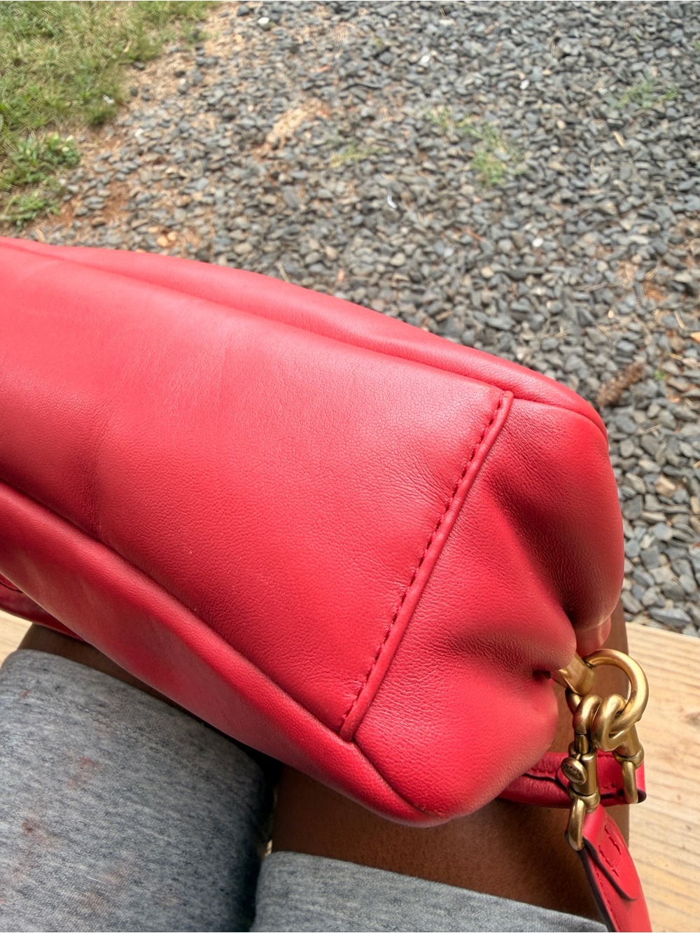 Coach Red Leather Mini Shoulder Bag with 'C' Hardware - Picture 9 of 9